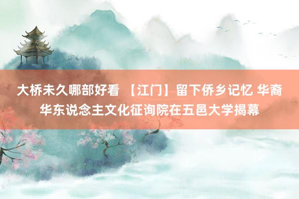 大桥未久哪部好看 【江门】留下侨乡记忆 华裔华东说念主文化征询院在五邑大学揭幕