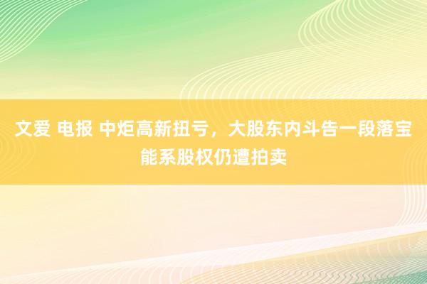 文爱 电报 中炬高新扭亏，大股东内斗告一段落宝能系股权仍遭拍卖