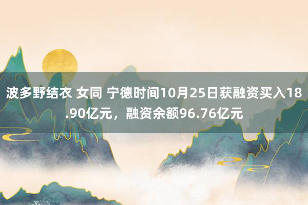 波多野结衣 女同 宁德时间10月25日获融资买入18.90亿元，融资余额96.76亿元