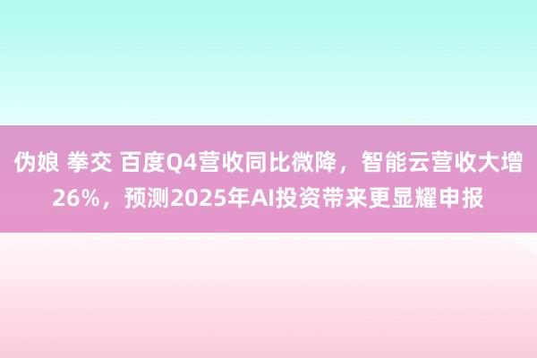 伪娘 拳交 百度Q4营收同比微降，智能云营收大增26%，预测2025年AI投资带来更显耀申报